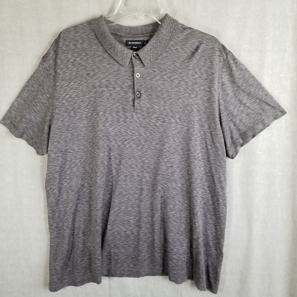 Jim Thompson Men's Polo Shirt Size XL Heather Gray Silk Pullover Classic Soft